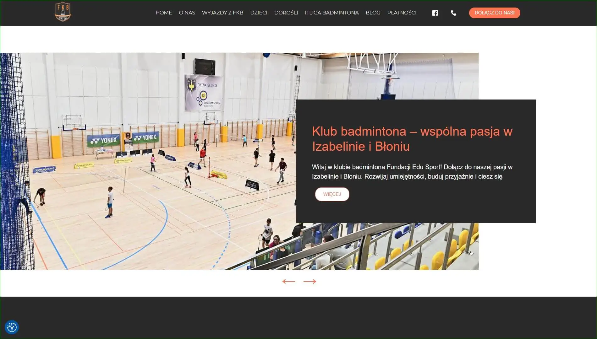 Zrzut strony Fundacja EduSport z portfolio Falkor Studio